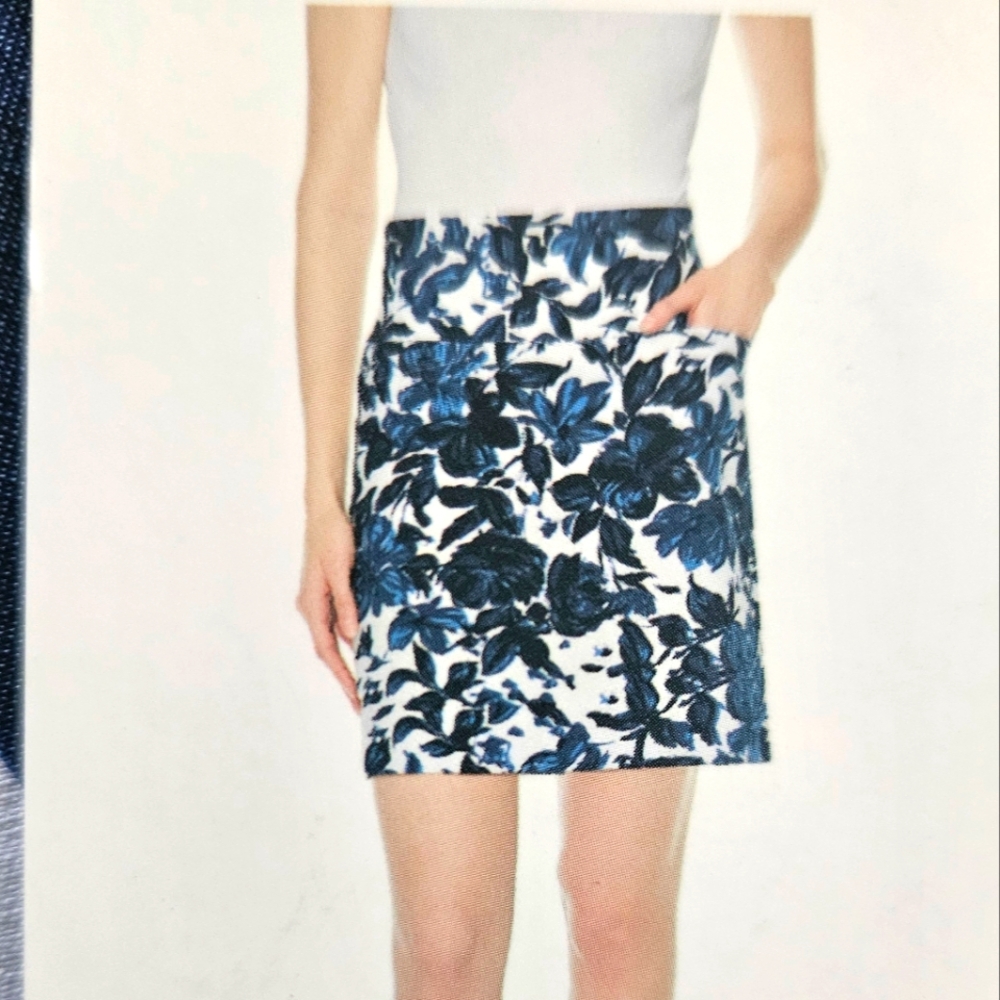 Floral Blue and White Skirt